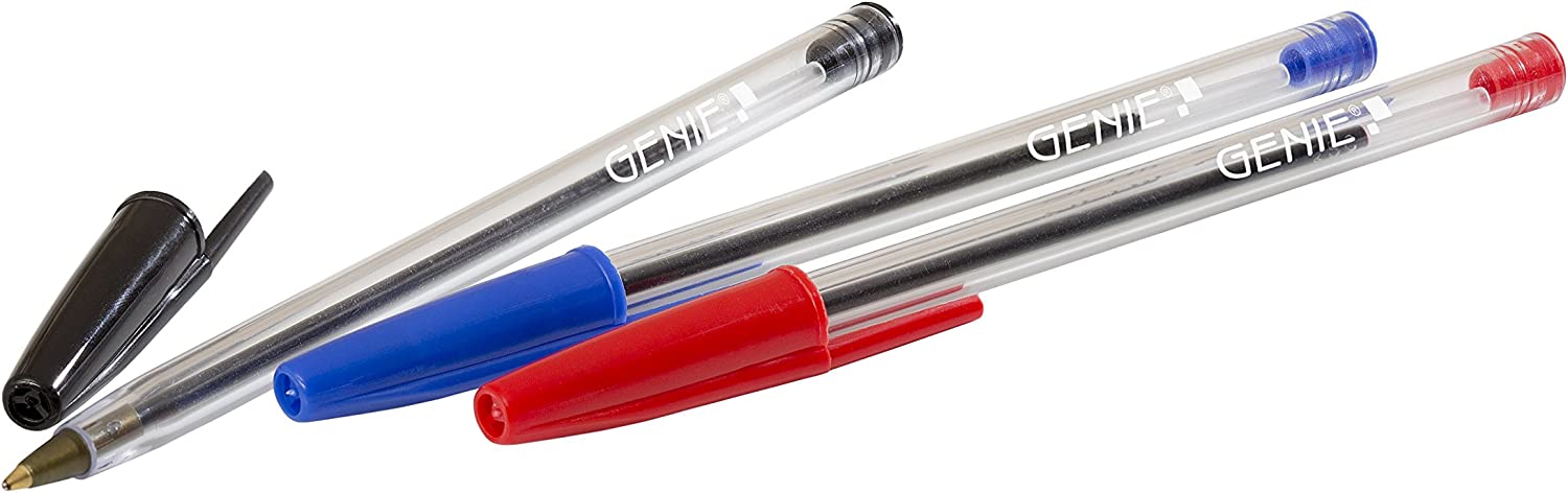 50 x Genie Kugelschreiber Farbig Sortiert Rot/Blau/Schwarz