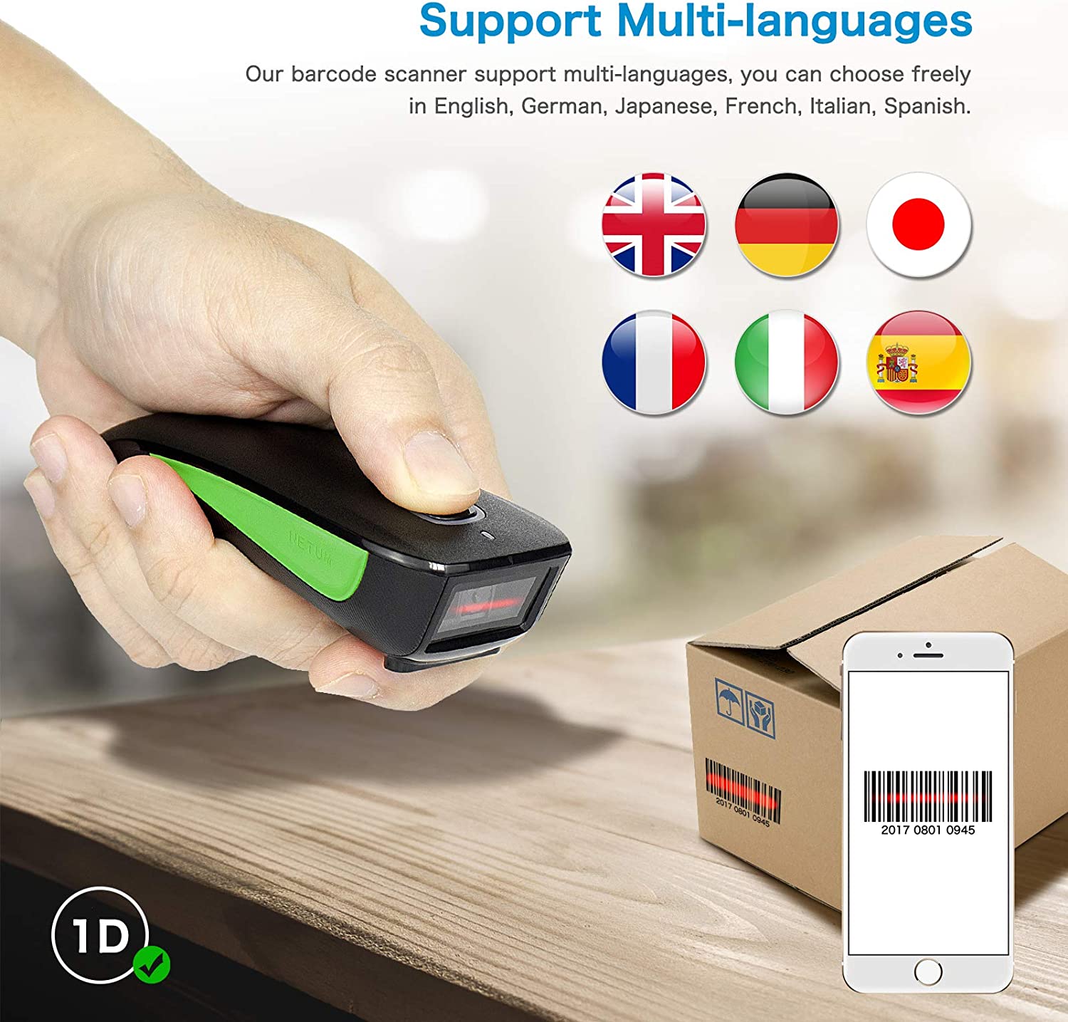 NETUM C740 Barcode-Scanner, kabellos. Bluetooth/Wireless oder mit USB-C Kabel