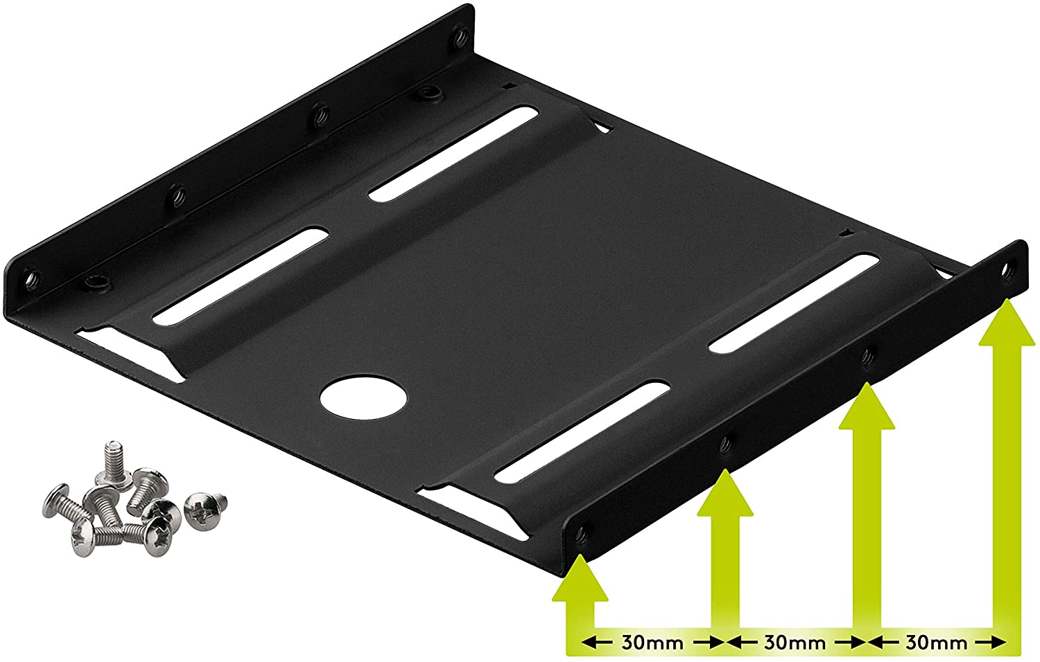 2,5" Festplatten-Einbaurahmen auf 3,5" - 1-fach geeignet für den Einbau einer 2,5" Festplatte in einen 3,5" Gehäuseschacht, Schwarz | #Elektroniktrade.ch#