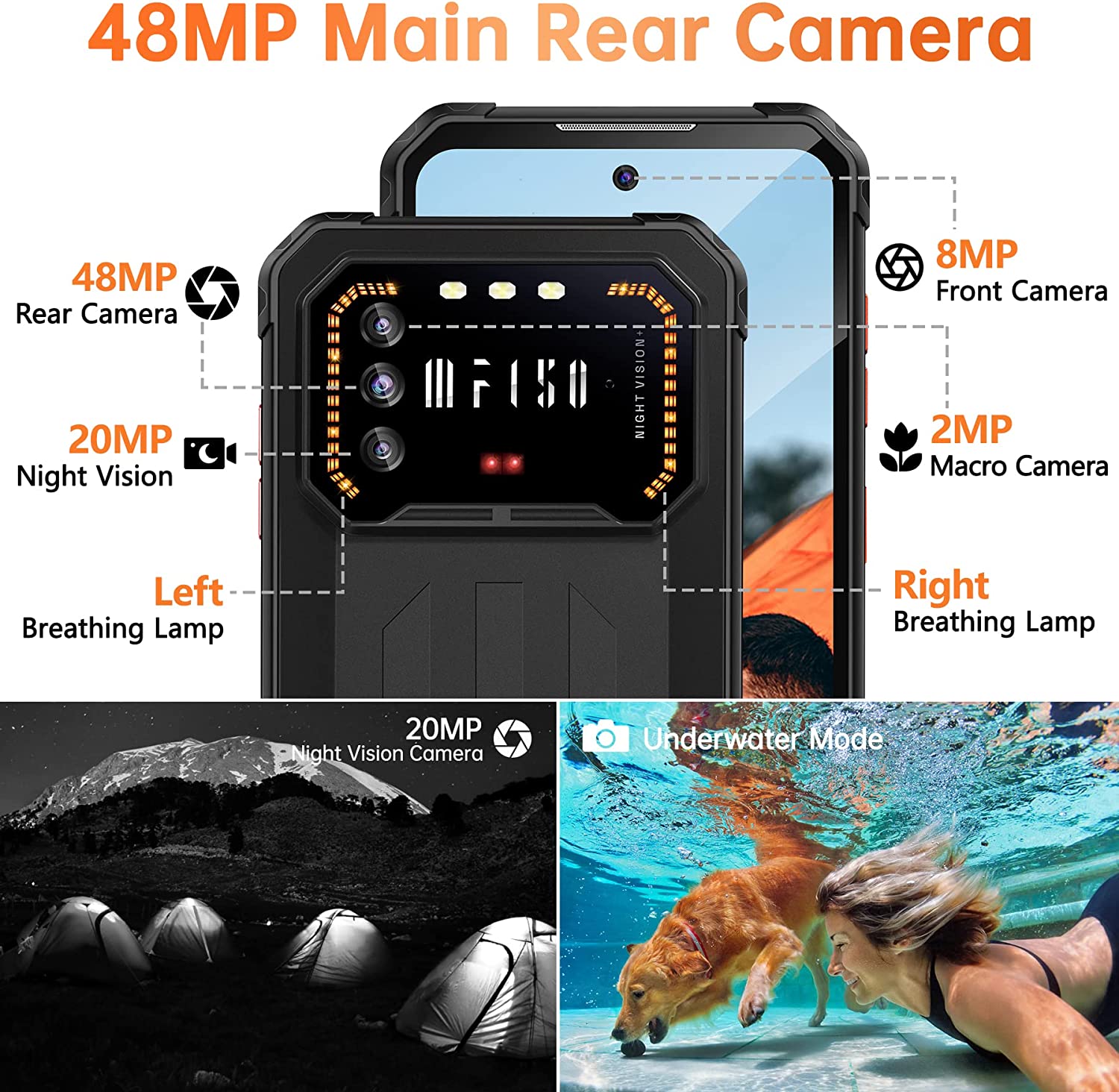 F150 Air 1 Pro Outdoor Smartphone, 6.5" FHD+, 6GB + 128GB Outdoor Handy