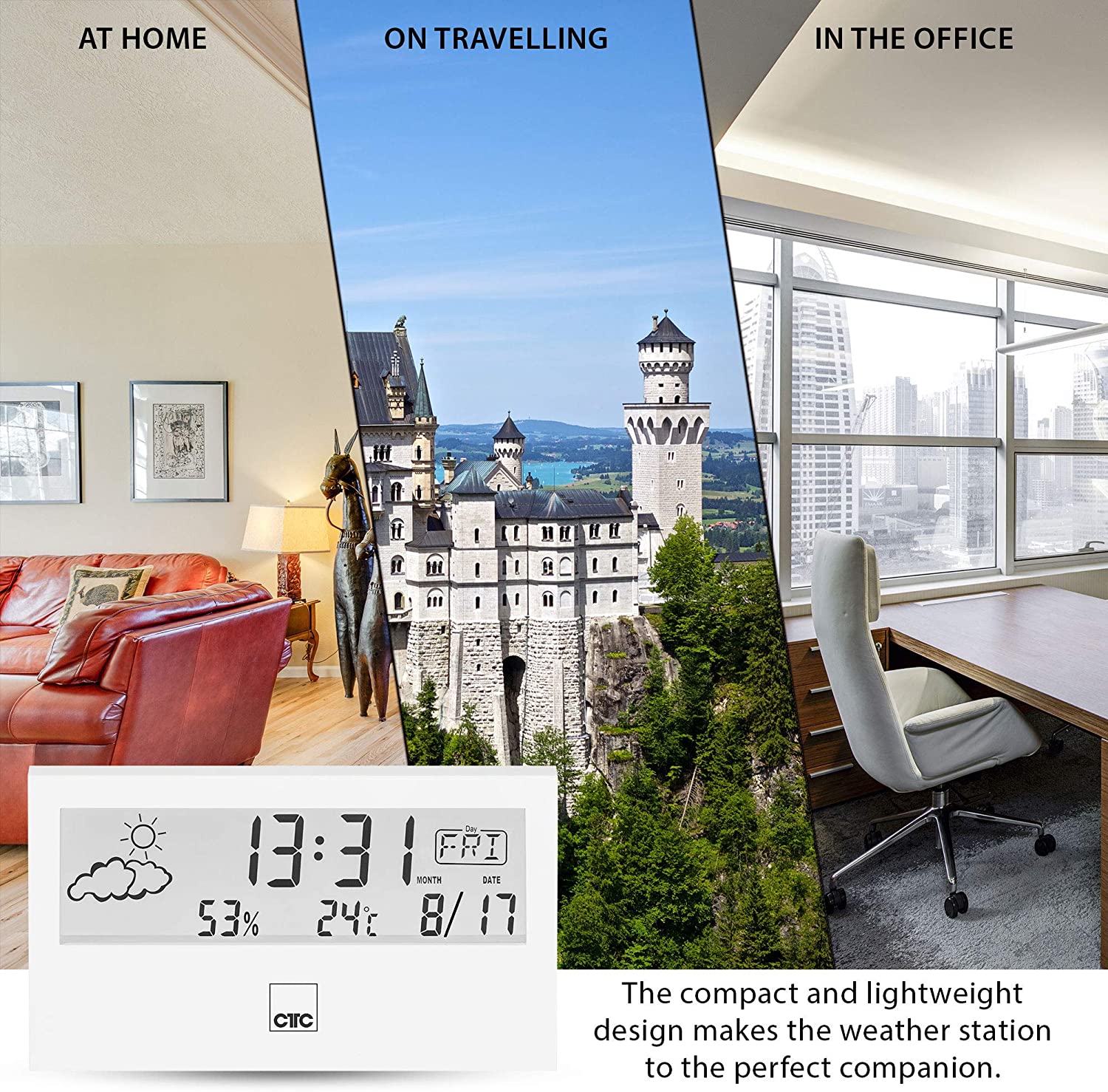 CTC Wetterstation mit Uhr WSU 7022 Weiß