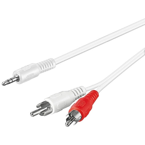Klinke 3,5 mm Stereo Stecker - 2 x Cinchstecker, 5 m weiß | #Elektroniktrade.ch#