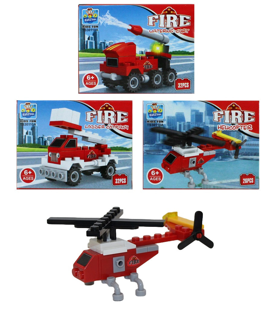 Bausteine Feuerwehr 3 fach sortiert in Box ca 9,5x7,5x5cm