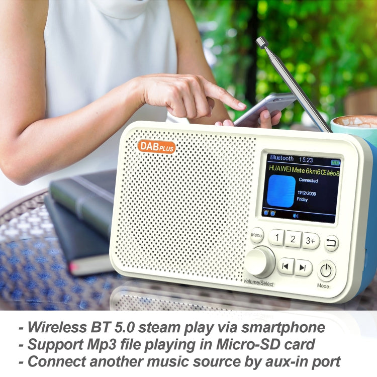 2,4 Zoll tragbares Farb-LCD-FM / DAB-Digitalradio,2 Weckzeiten,Bluetooth, MicroSD