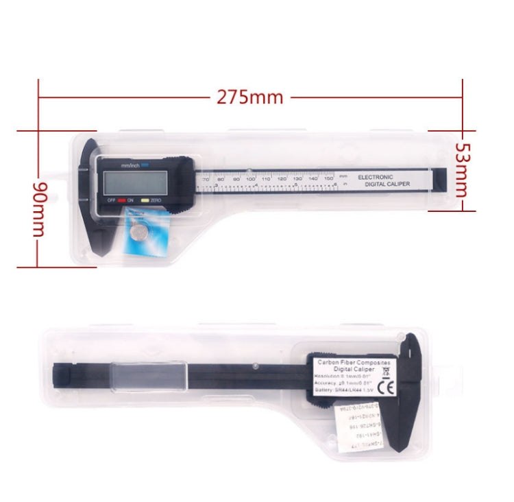 LCD Digital Messschieber / Mikrometer, Messbereich: 150 mm (schwarz)
