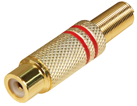 Cinchkupplung, vergoldet mit Knickschutz-Feder