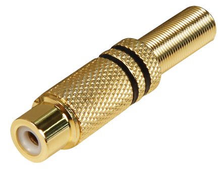 Cinchkupplung, vergoldet mit Knickschutz-Feder