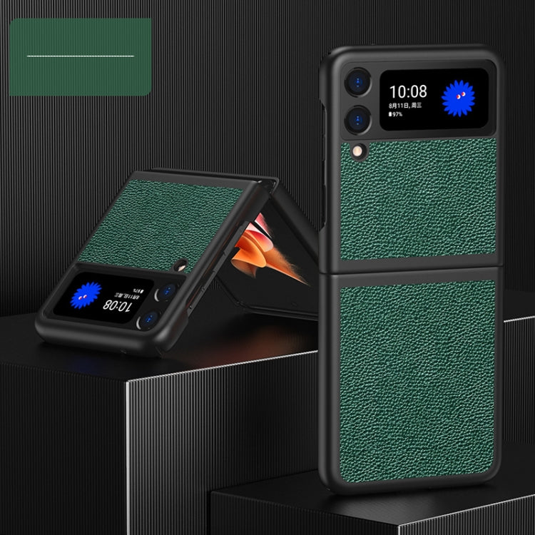 Für Samsung Galaxy Z Flip3 5G Litschi-Textur All Inclusive Stoßfest Schutzhülle (grün)