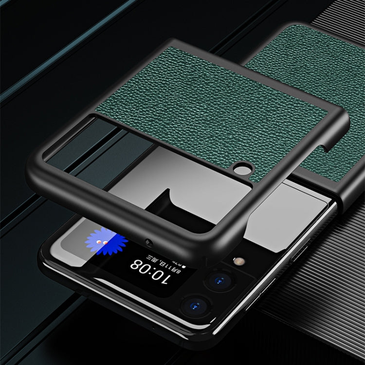 Für Samsung Galaxy Z Flip3 5G Litschi-Textur All Inclusive Stoßfest Schutzhülle (grün)