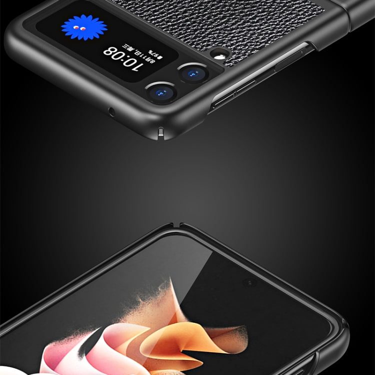 Für Samsung Galaxy Z Flip3 5G Litschi-Textur All Inclusive Stoßfest Schutzhülle (grün)