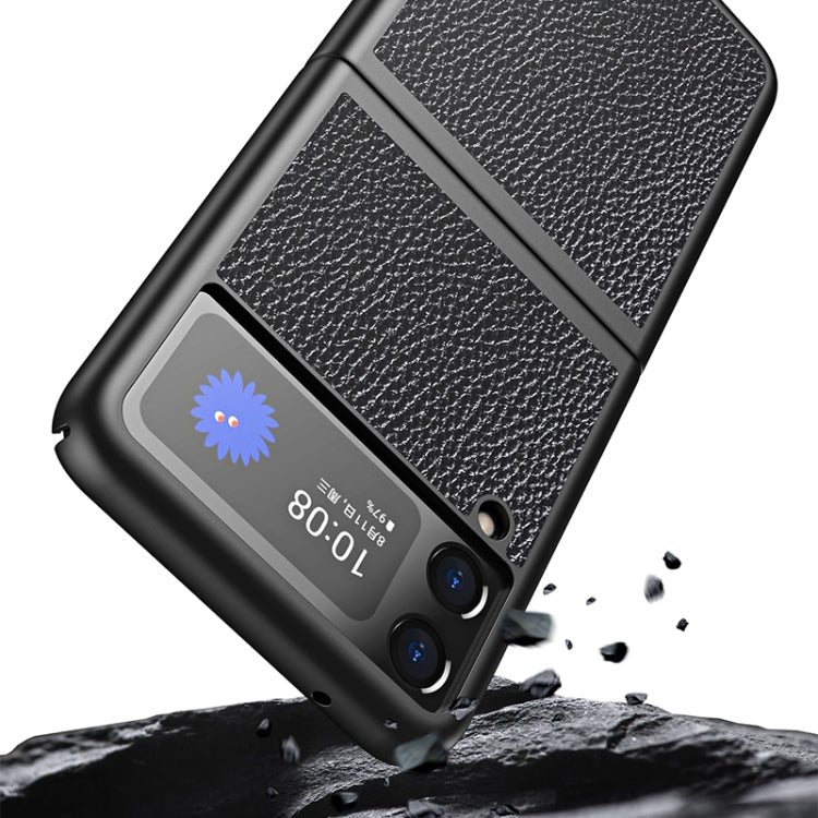 Für Samsung Galaxy Z Flip3 5G Litschi-Textur All Inclusive Stoßfest Schutzhülle (grün)