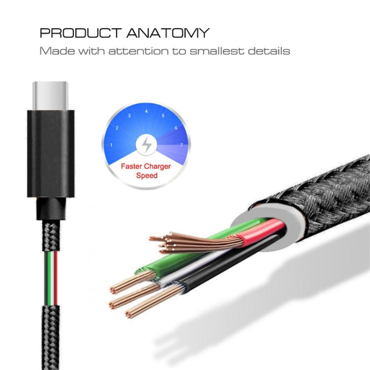 USB-C Nylon geflochtenes Daten & Ladekabel 2m Lang