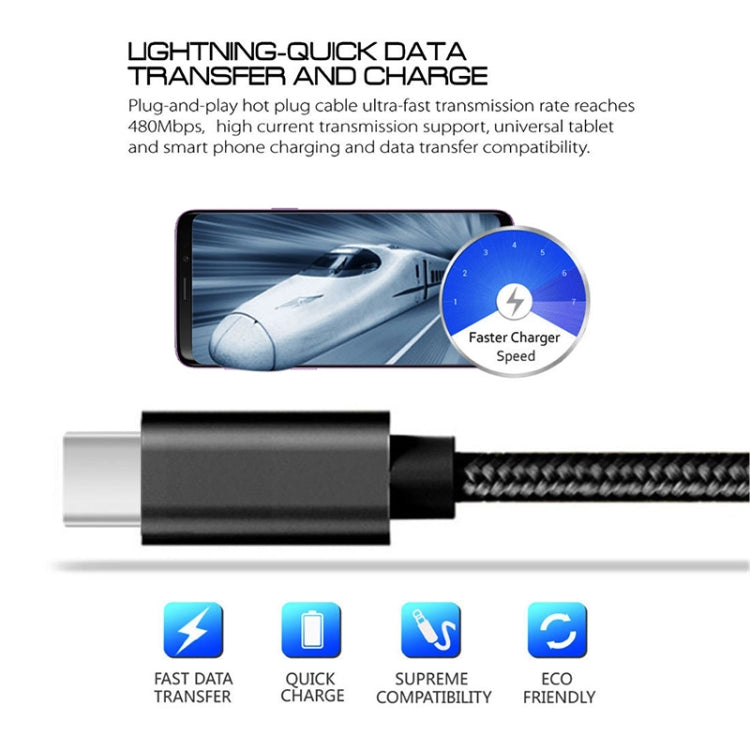 USB-C Nylon geflochtenes Daten & Ladekabel 2m Lang