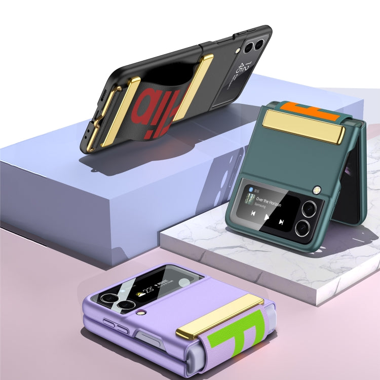 Für Samsung Galaxy Z Flip4 GKK Ultradünne Full Coverage Phone Flip Case mit Armband (Grün)