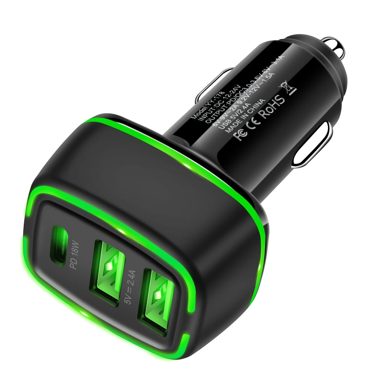 ACC-178 30W Dual USB+USB-C/Typ-C Schnelllade-Autoladegerät Schwarz