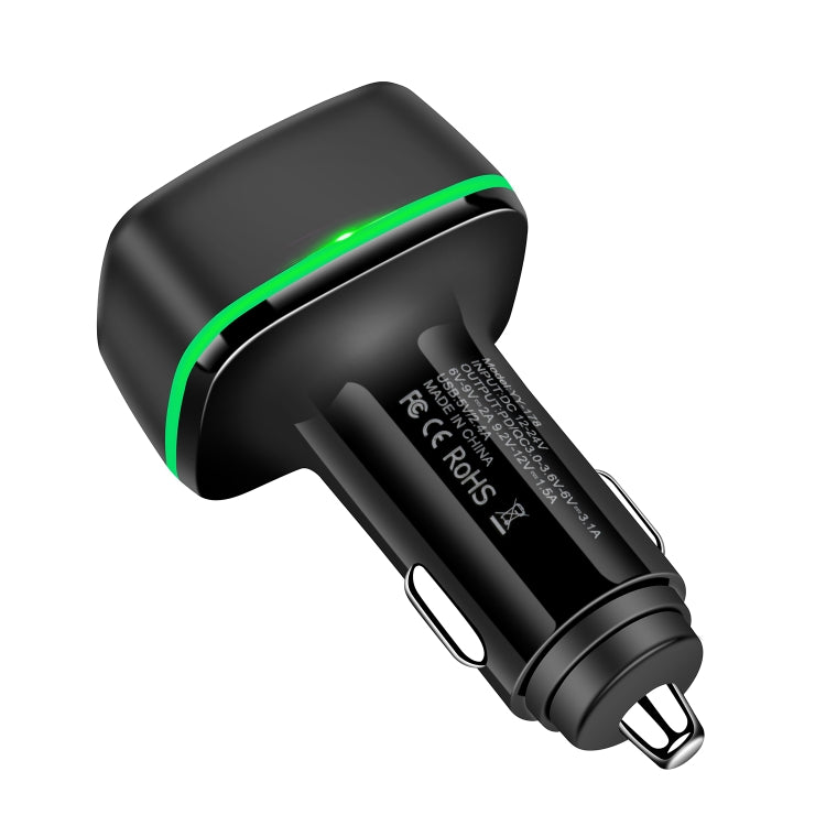 ACC-178 30W Dual USB+USB-C/Typ-C Schnelllade-Autoladegerät Schwarz