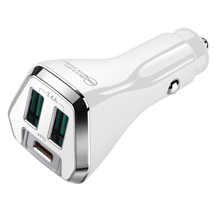 ACC-320PD 35W Dual USB+USB-C/Typ-C Schnelllade-Autoladegerät (Weiß)