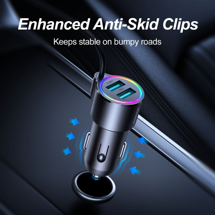 JR-CL24 3.4A 3-in-1 Autoladegerät mit Typ-C Spiralkabel