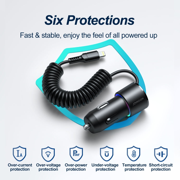 JR-CL24 3.4A 3-in-1 Autoladegerät mit Typ-C Spiralkabel