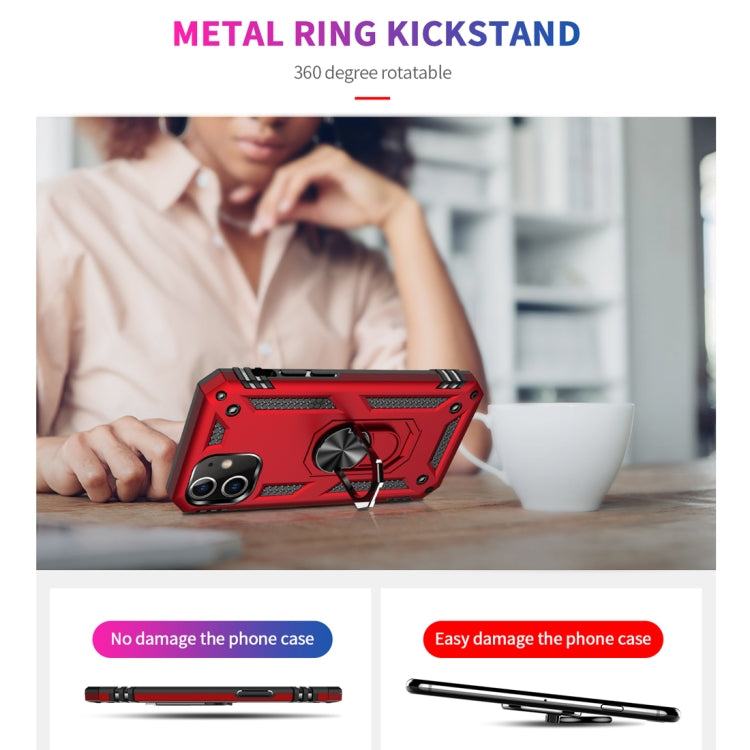 Für iPhone 12 Pro Max Stoßfeste TPU + PC-Schutzhülle mit um 360 Grad drehbarem Halter (rot)