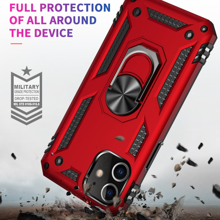 Für iPhone 12 Pro Max Stoßfeste TPU + PC-Schutzhülle mit um 360 Grad drehbarem Halter (rot)