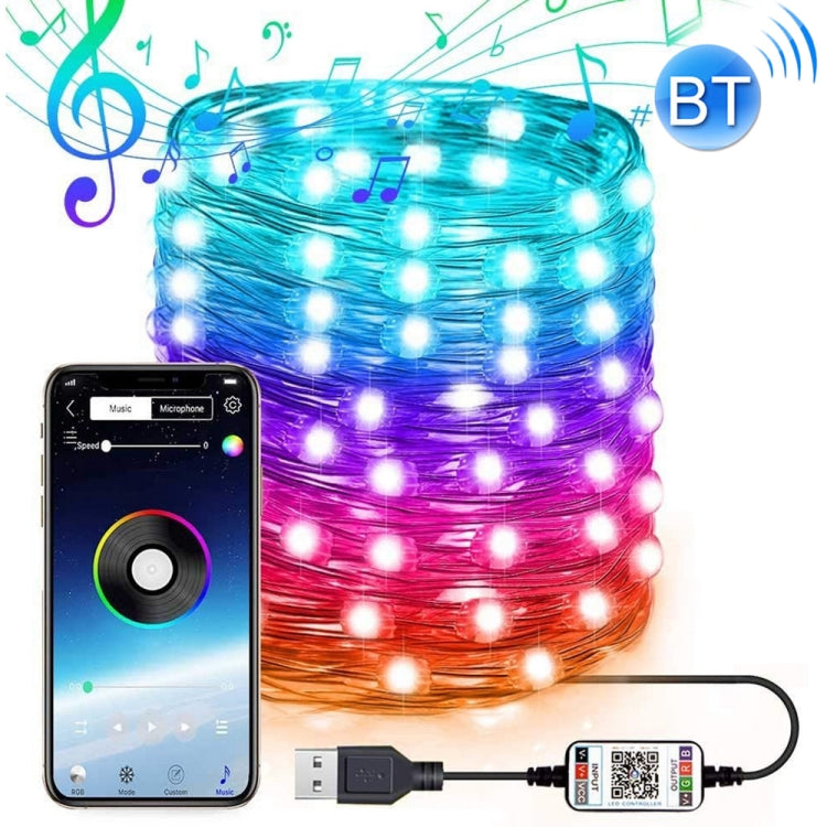 RGB USB LED Kupferdraht Lichterkette mit Bluetooth 20M