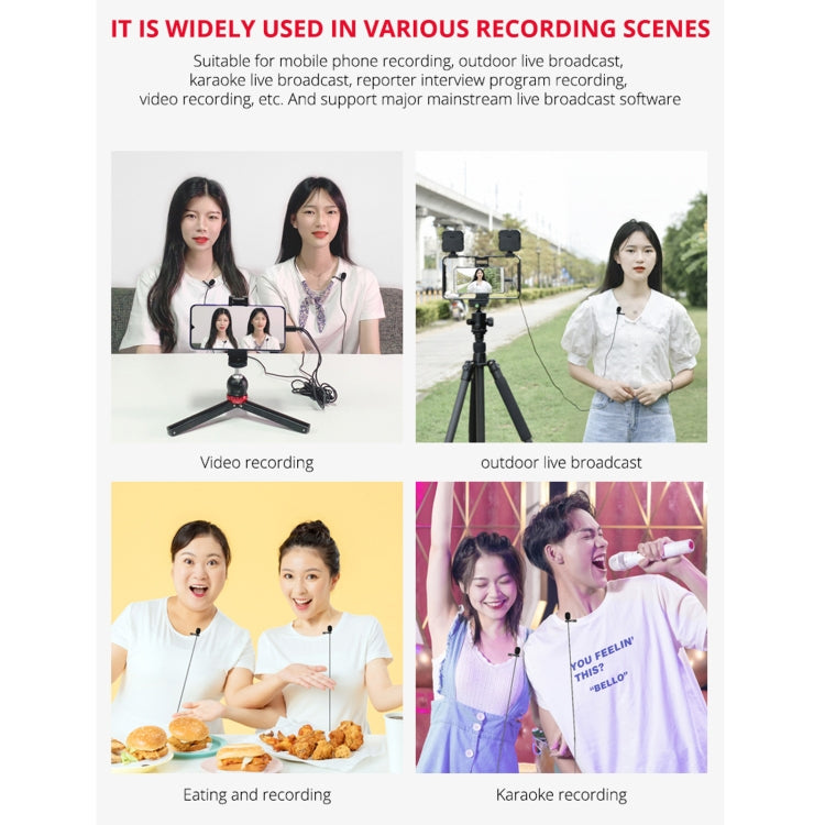 Typ-C-Schnittstelle Live-Übertragung Interview Mobiltelefon Doppelclip Lavalier Mikrofon, Länge: 2,5 m | #Elektroniktrade.ch#