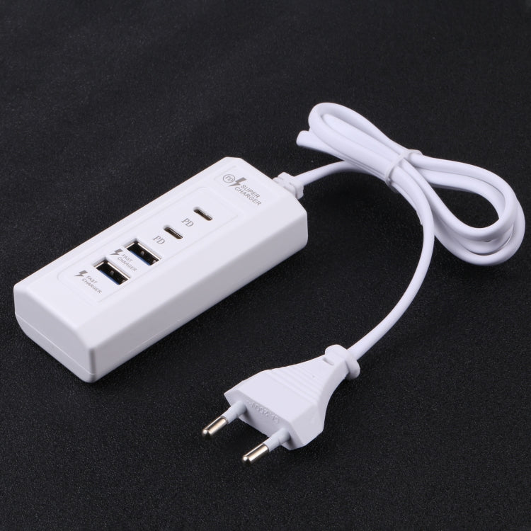 20W 2 x USB-C / Typ-C PD + 2 x USB-Schnellladegerät Ultra-Hochgeschwindigkeits-Buchse, EU-Stecker (weiß)