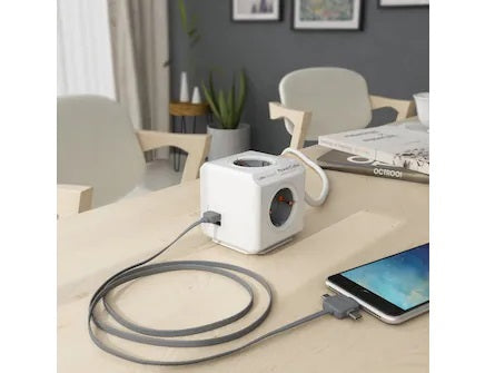 Allocacoc PowerCube S+ 4 x, T13, 2 x USB, 3 m Stromkabel