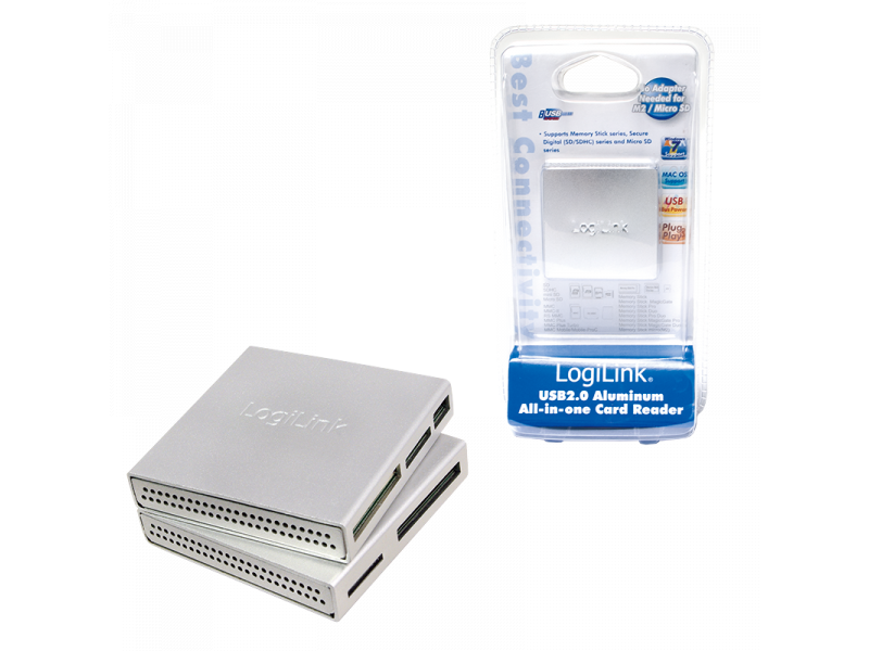 LogiLink Cardreader USB 2.0 All-in-One Alu silber CR0018 | #Elektroniktrade.ch#