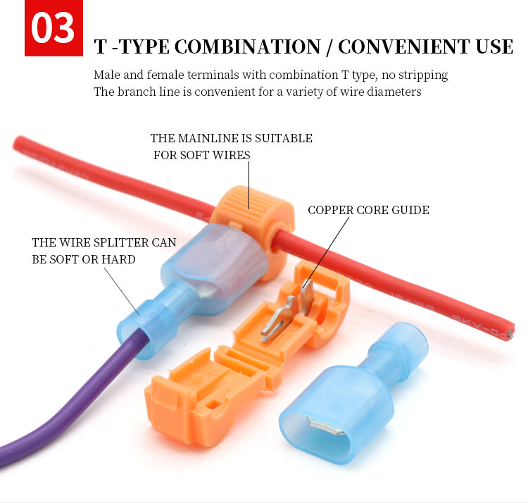 T Form Schnell Splice Elektrischer Draht Anschlüsse Crimp