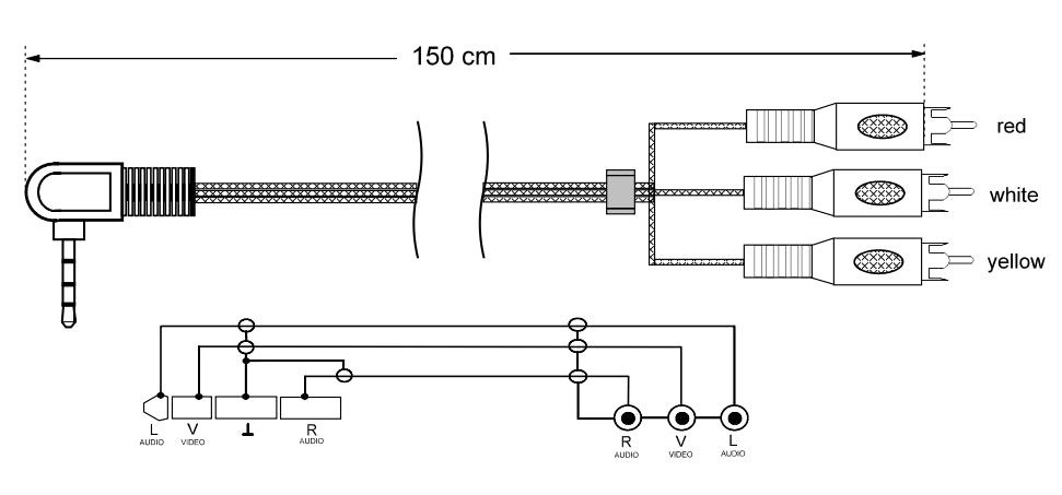 Audio-Video-Kabel mit 4 poligem Winkel Klinkenstecker 1,5 m | #Elektroniktrade.ch#