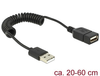 Verlängerungskabel USB 2.0-A Stecker / Buchse Spiralkabel | #Elektroniktrade.ch#