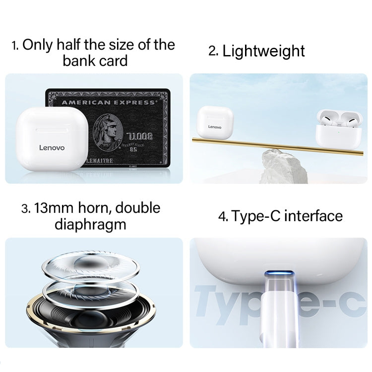 Lenovo LivePods LP40 TWS IPX4 Wasserdichter Bluetooth-Kopfhörer mit Ladebox