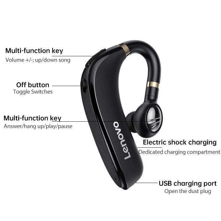 Lenovo HX106 Einseitiger Bluetooth 5.0 Drehbarer drahtloser Bluetooth-Ohrhörer mit Ohrbefestigung | #Elektroniktrade.ch#