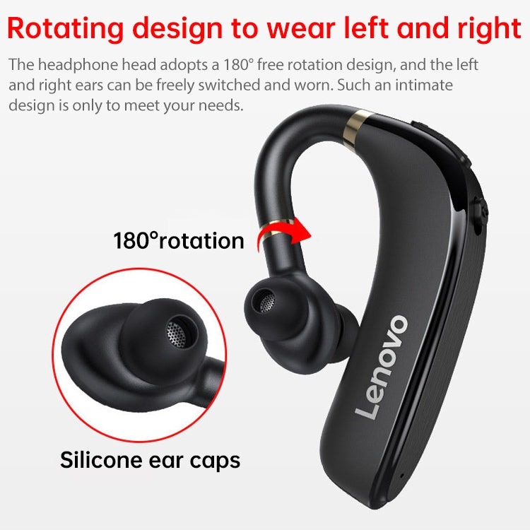 Lenovo HX106 Einseitiger Bluetooth 5.0 Drehbarer drahtloser Bluetooth-Ohrhörer mit Ohrbefestigung | #Elektroniktrade.ch#