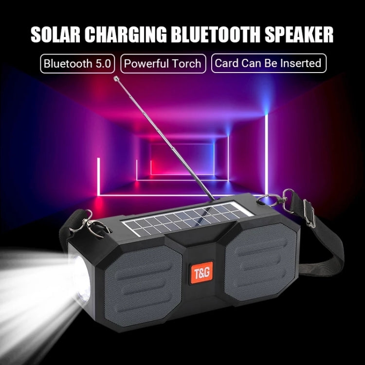 Outdoor Solar Bluetooth Lautsprecher mit FM / Taschenlampe / TF-Kartensteckplatz (Schwarz Blau)