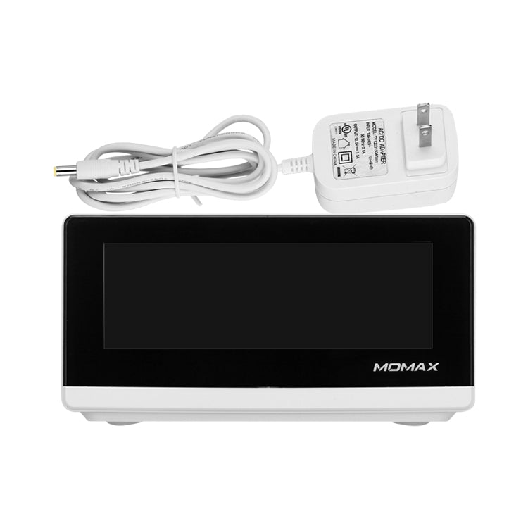 MOMAX 10W QI-Standard-Drei-Modi Fast Lading Wireless-Ladegerät Multifunktions-LCD-Wecker für iPhone / Android