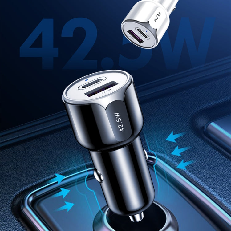PD + QC3.0 42,5 W Autoladegerät Schnellladegerät Smart Car Charger (Schwarz)
