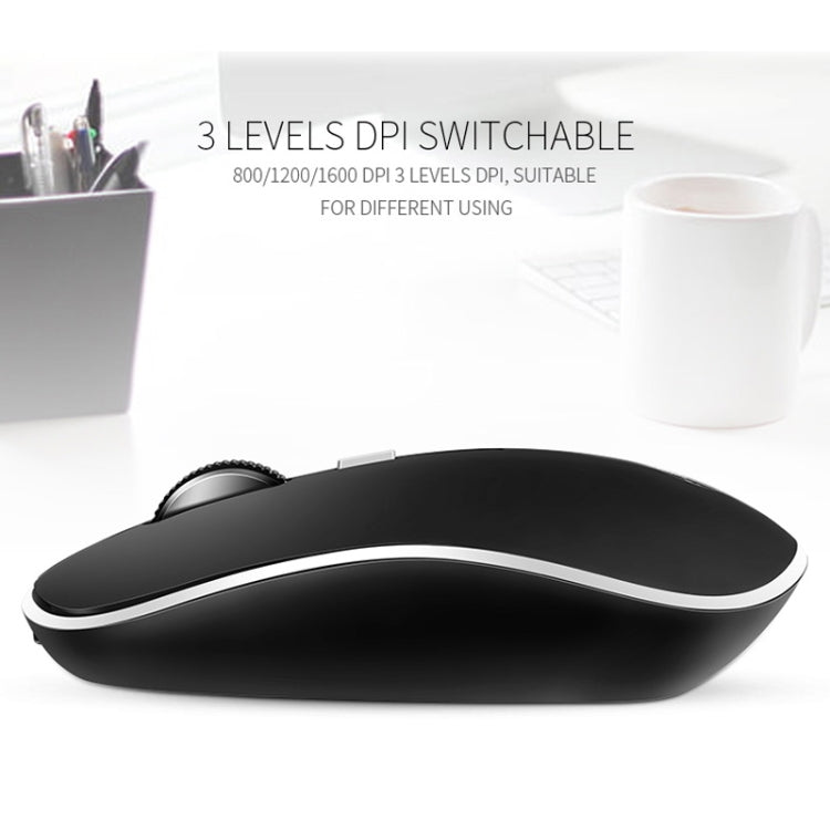 G-1600 4-Tasten 1600 DPI Mini-USB-Aufladung 2.4G Wireless Silent Mouse (Schwarz)