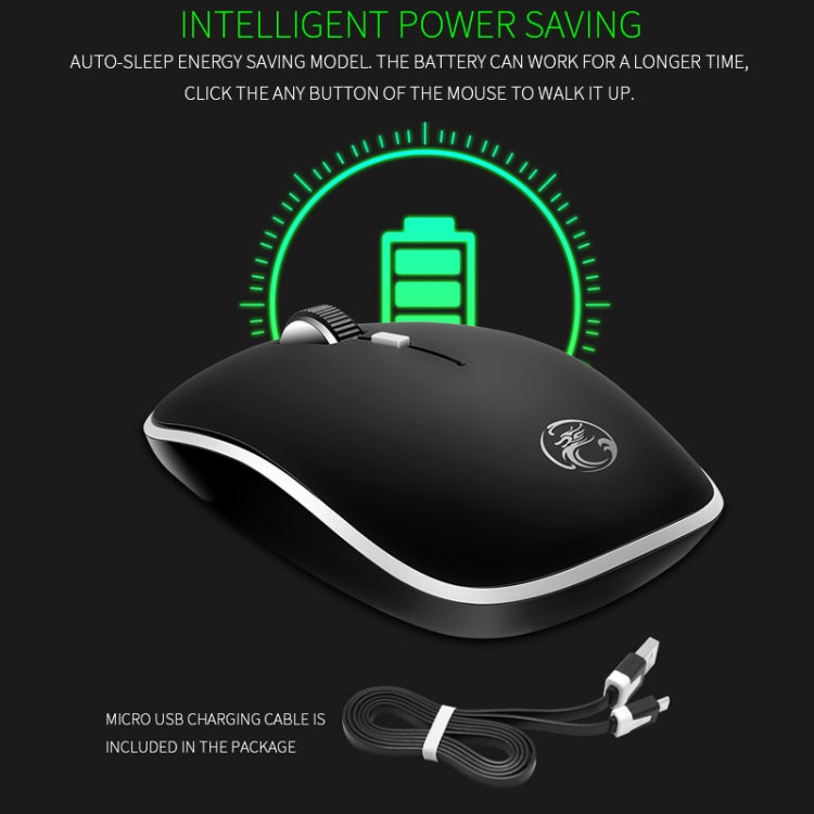 G-1600 4-Tasten 1600 DPI Mini-USB-Aufladung 2.4G Wireless Silent Mouse (Schwarz)