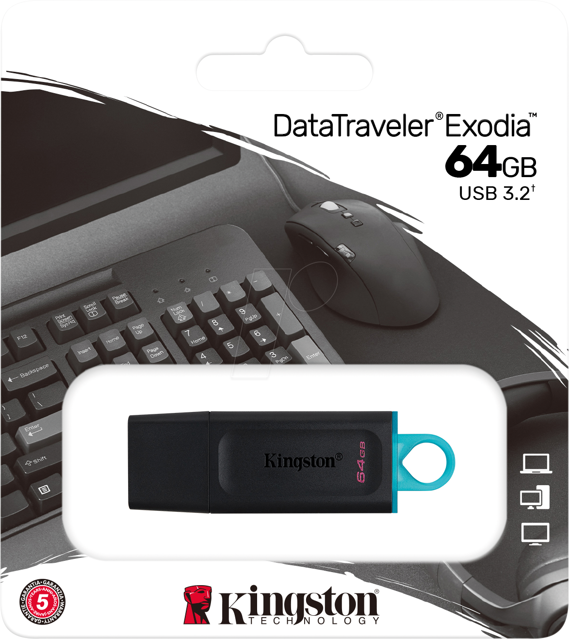 Kingston USB-Stick, 64 GB USB3.2 Gen 1 DataTraveler Exodia