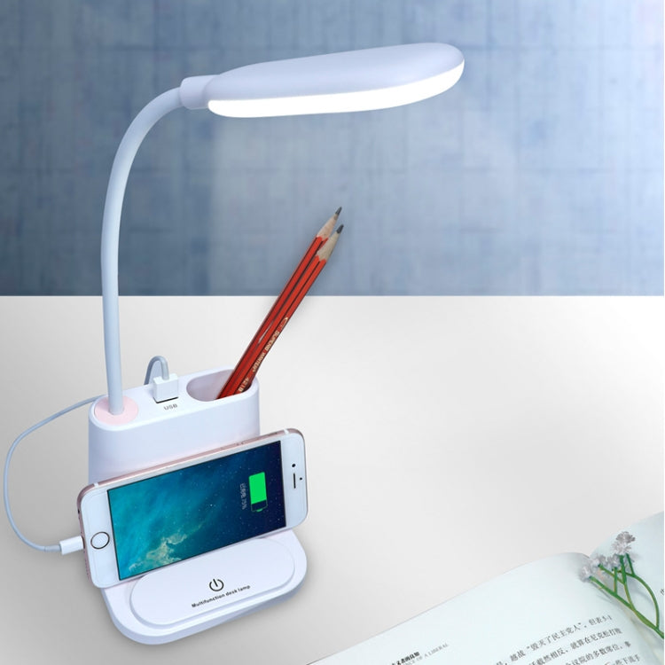 Multifunktions-Touch-Schalter USB-Lade-LED-Schreibtischlampe mit Telefonhalter und Stifthalter