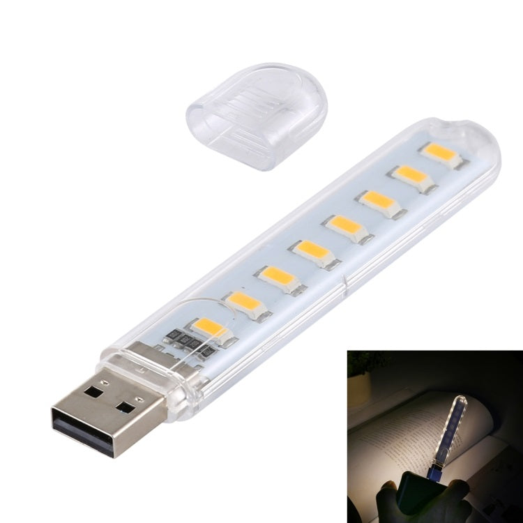 8LEDs 5V 200LM USB LED Buchleuchte,Nachtlicht Warmweiss + USB-C Adapter