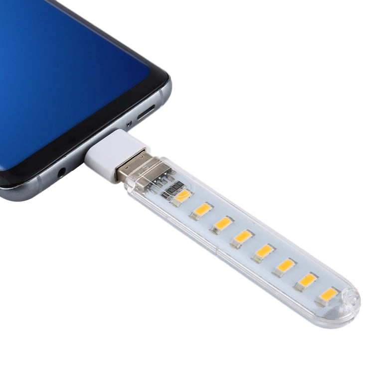 8LEDs 5V 200LM USB LED Buchleuchte,Nachtlicht Warmweiss + USB-C Adapter