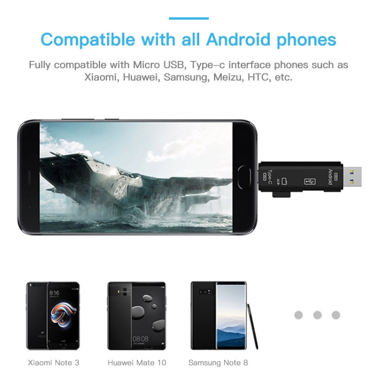 KUULAA KL-O08 5-in-1-Multifunktions-Kartenleser vom Typ C / USB-C, unterstützt Micro-USB / TF-Karte