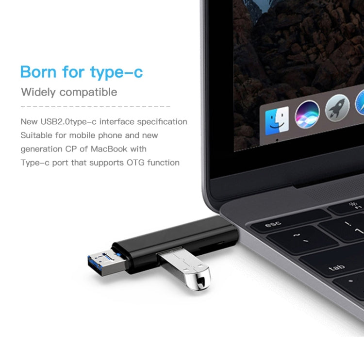 KUULAA KL-O08 5-in-1-Multifunktions-Kartenleser vom Typ C / USB-C, unterstützt Micro-USB / TF-Karte