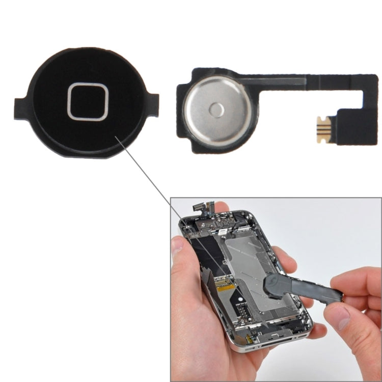 2-in-1-Home-Taste mit PCB-Membran-Flexkabel für iPhone 4 (schwarz)