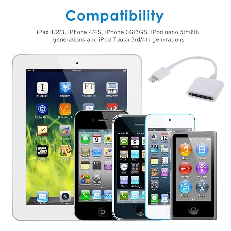 8 Pin auf 30 Pin-Buchse Sync-Datenkabel-Adapter, Kabellänge: 14cm