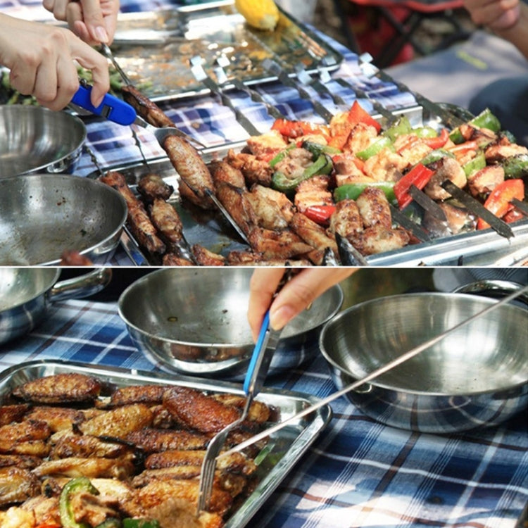 4-in-1 Reise- / Camping-Klappbesteck aus Edelstahl in Blau / Rot